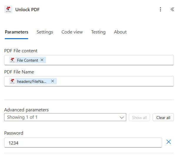 Clicca per ingrandire Sblocca PDF Power Automate